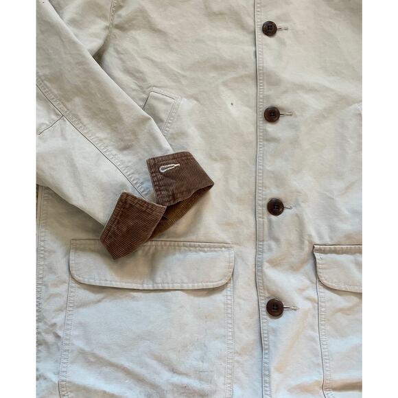 L.L. Bean Vintage Beige Barn Jacket/Chore Coat Wildlife Print Lining Corduroy XL - Picture 3 of 16